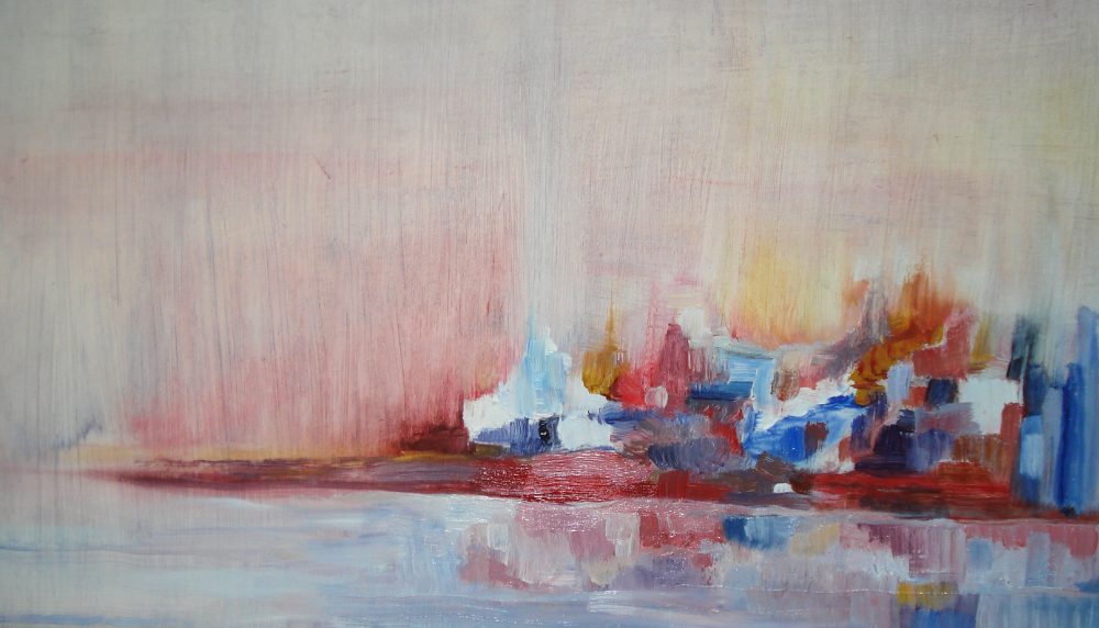 Semi Abstract Painting of a Coastal Village