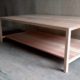 Wooden coffee table with simple linear aesthetic