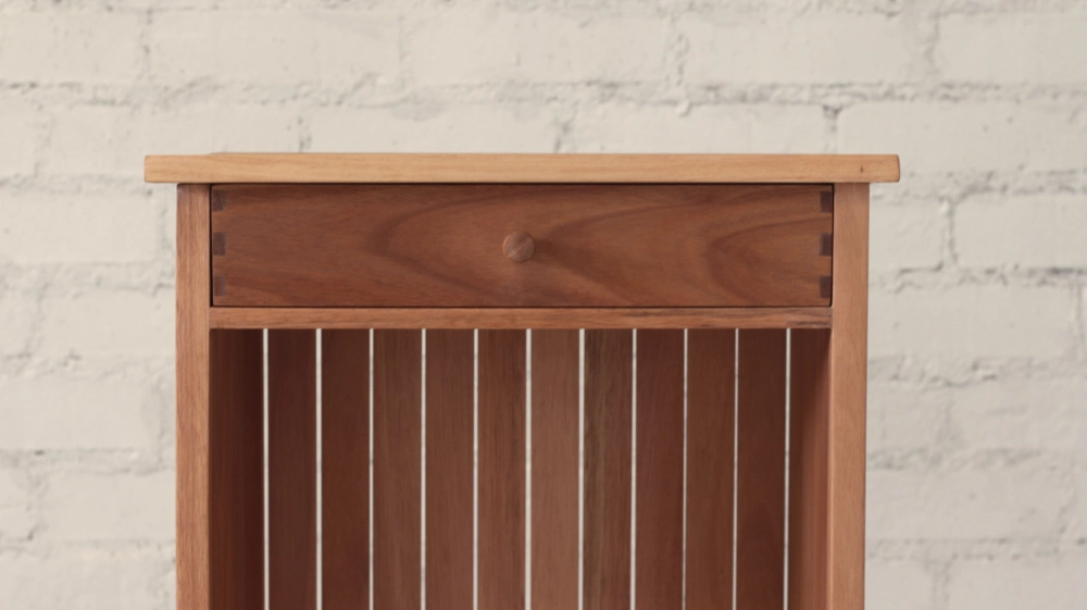 Eucalyptus Grandis bedside table drawer detail front