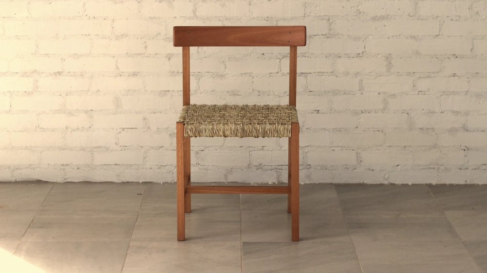 Eucalyptus Grandis chair Ilala palm woven seat