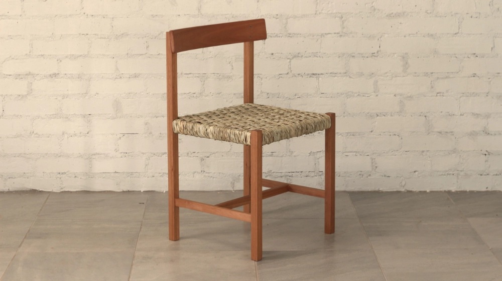 Eucalyptus Grandis chair Ilala palm woven seat