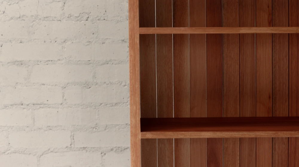 Shelf Detail 2 Eucalyptus grandis shelf detail showing vertical panel and slats with horizontal shelves