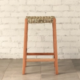 Wooden, Eucalyptus Grandis stool with square section tapered legs and an ilala palm woven seat.