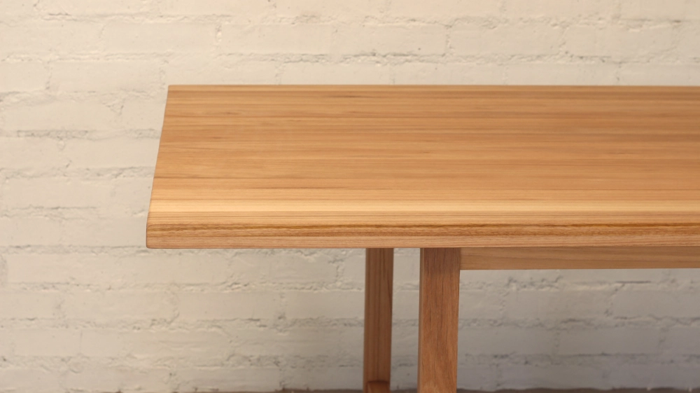 Eucalyptus Cloeziana wooden table end detail